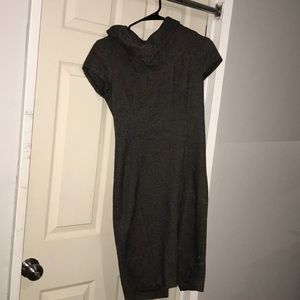 To the knee charcoal gray dress